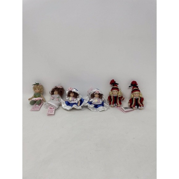 6 Vintage Cameo Kids Collection Mini Jointed Poseable Porcelain Dolls 4” Inches - Picture 1 of 8